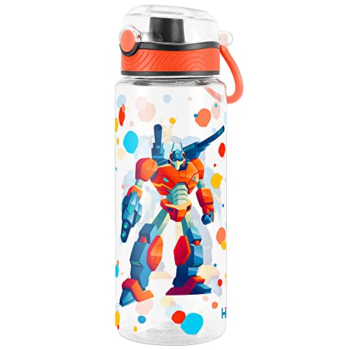 Cute Water Bottle for School Kids Girls, BPA FREE Tritan & Leak Proof & Easy Clean & Carry Handle, 23oz/ 680ml (Robot) - color: Robot