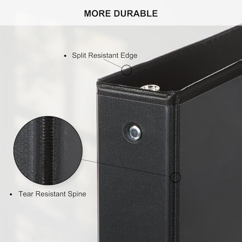 Comix Durable 1.5 Inch 3 Ring Binder with Clear Cover, 1.5" Round View Binder with 2 Interior Pockets, 300 Sheets Capacity of US Letter Size Paper, PVC-Free, Office School Supplies, 8 Pack (Black) - color: Black, size: 1.5 inch, style: 8 Pack