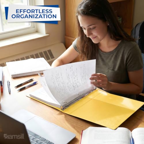 Samsill Economy 3 Ring Binder Organizer, 1.5 Inch Round Ring Binder, Customizable Clear View Cover, Yellow Binder - color: Yellow, size: 1-Pack, style: 1.5-Inch