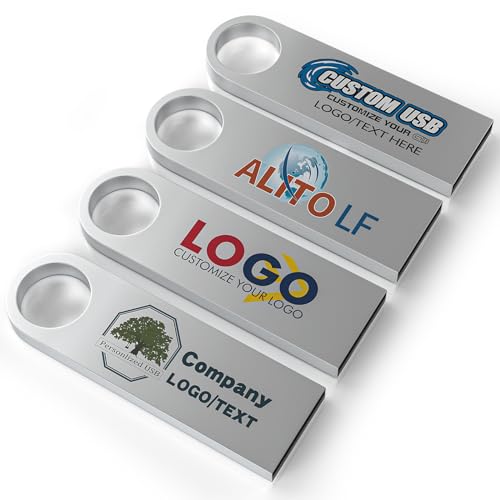 ABLAZE Custom Flash Drive 2GB 10 Pack, Personalized USB with Your Logo Metal Thumb Drives USB 2.0 Memory Stick Pendrive (Sliver) - color: Customized, size: 2GB