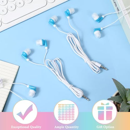 50 Pack Earbud Bulk Headphone for Classroom Earphone Earbud with Wire Individually Bagged Wired in Ear Buds(Sky Blue) - color: Sky Blue