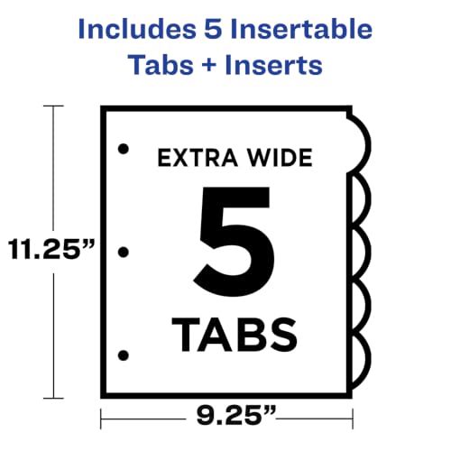 Avery® Style Edge Insertable Dividers with Pockets, Multicolor, Pack of 5