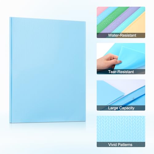ViVin Sturdy Plastic Folder with Pockets,12 Pack,Heavy Duty Two Pocket 3 Prong Folders,Holds Letter Size Paper,File Folders with Business Card Slot for School Home and Office(Light Blue) - color: Light Blue, size: 12 PACK