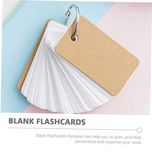 4pcs Blank Flashcards with Binder Ring Practical Memory Cards for Note Taking and Studying Loose-Leaf Notepads for DIY Projects Black and Kraft Paper Covers - size: 7.00X4.00X3.00CM