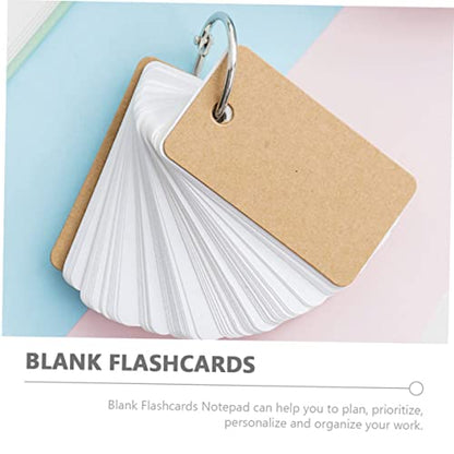 4pcs Blank Flashcards with Binder Ring Practical Memory Cards for Note Taking and Studying Loose-Leaf Notepads for DIY Projects Black and Kraft Paper Covers - size: 7.00X4.00X3.00CM