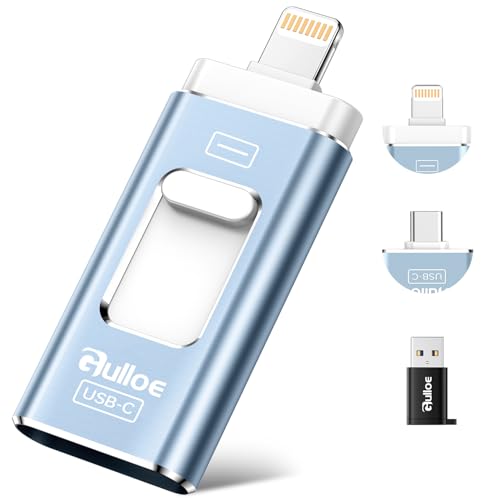 Gulloe 256GB Dual Interface Flash Drive for Phone Storage Photos Videos, Phone USB Backup External Photo Memory Stick - No App Required, Compatible with iPhone, iPad, Android & PC (Mist Blue) - color: Mist Blue, size: 256GB