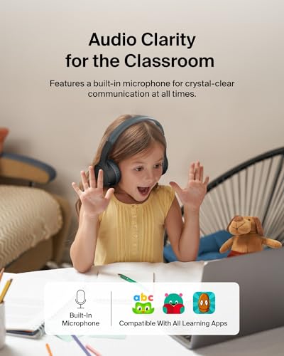 Belkin SoundForm Mini - Wireless Bluetooth Kids Headphones, 30H Battery, 85dB Safe Volume Limit, Built-in Microphone - Toddler On-Ear Earphones for iPhone, iPad, Fire Tablet, Ideal for School - Black - color: Black, style: Wireless (USB-C)