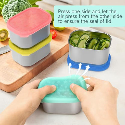 SOPHICO 8oz Kids Snack Containers with Silicone Lid, 1 Cup for School Lunch | 1 Cup Food Storage Container, Leak Proof Lunch Box - color: 8oz, 6 Pack, Mix2