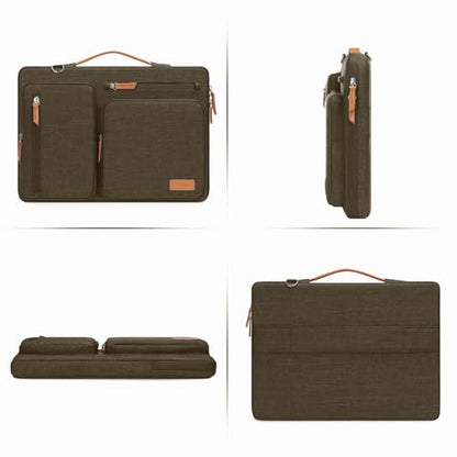 MOSISO 360 Protective Laptop Shoulder Bag,13-13.3 inch Computer Bag Compatible with MacBook Pro 14, HP, Dell, Lenovo, Asus Notebook,Side Open Messenger Bag with 4 Zipper Pockets&Handle, Carob Brown - color: Carob Brown, size: 13.3 inch