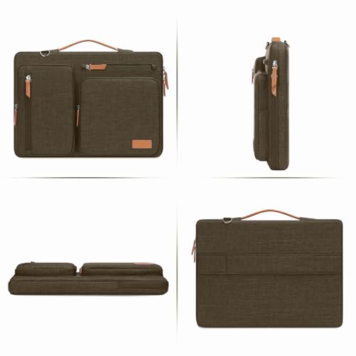 MOSISO 360 Protective Laptop Shoulder Bag,13-13.3 inch Computer Bag Compatible with MacBook Pro 14, HP, Dell, Lenovo, Asus Notebook,Side Open Messenger Bag with 4 Zipper Pockets&Handle, Carob Brown - color: Carob Brown, size: 13.3 inch