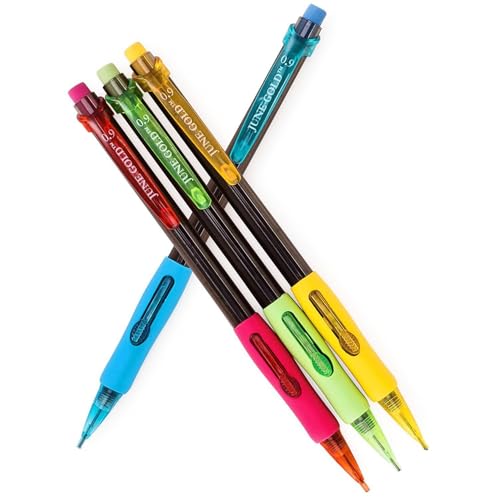 June Gold 72 Mechanical Pencils, 0.9 mm HB #2, 160 Lead & 16 Eraser Refills | 2 Lead Dispensers, Break Resistant Graphite, Convenient Side Click, Soft Non-Slip Grip