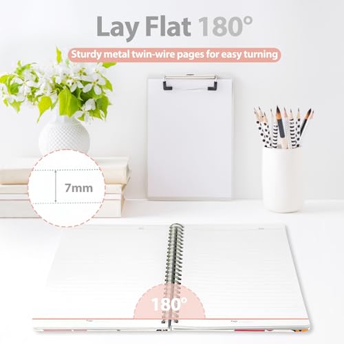 A5 Lined Spiral Journal Notebook, 146 Pages Hardcover Notebook with 100 GSM Thick Paper, Inner Pocket & Elastic Closure, 5.7" x 7.9", Notebooks for Work, School, College, Office, Journaling & Note Taking - color: Flower-A