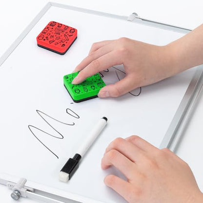 OWLKELA 30Pcs Dry Erase Erasers, Magnetic Whiteboard Eraser, Mini Whiteboard Cleaning Pads for Classroom, Office and Home, Red&Green - color: Green & Red, size: 30 Pcs