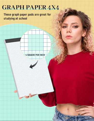 11x17 Graph Paper Pad, 4x4 Quad Ruled, 30 Sheets Large Graphing Paper 11'' x 17'' Engineering Paper, Blueprint Quadrille Grid Paper Blue Lines for Drawings, Drafting, Engineering Drawing, and Planning - style: 1 Pack - 11 x 17 IN - 30 Sheets - White