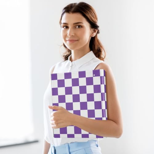 Custom 3 Ring Binder 1.5 Inch Round Rings Purple Checkered Personalized Name Binders Organizer Fashion View Binder with 2 Pockets for School Office Supplies - color: Multi09