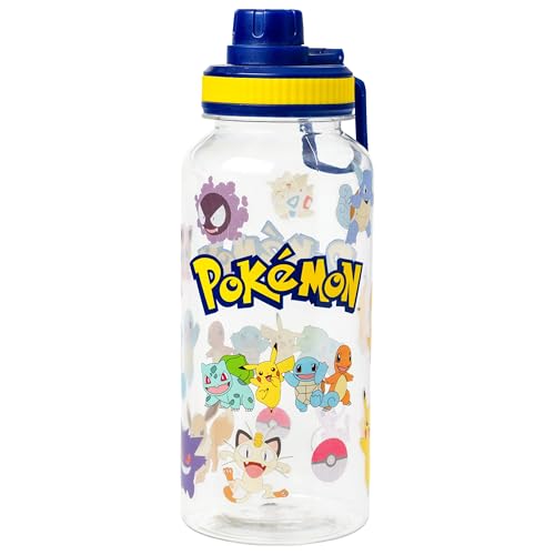 Silver Buffalo Pokémon Pikachu Jigglypuff, Plastic Water Bottle, 32oz | Bulbasaur, Charmander, Squirtle, Eevee, Meowth, Wartortle Twist Spout, Sticker Set, You Stick Yourself, Snorlax, Charizard - color: Pokemon Indigo League