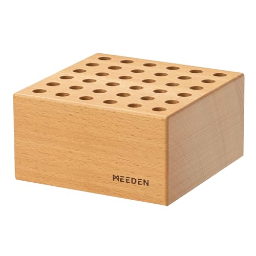 MEEDEN Beechwood Pencil and Brush Holder: 36 Holes Paint Brush Storage Organizer & Holder Rack - Wooden Block Pencil Holder for Paintbrushes, Pens and Art Tools - Paint Brush Holder Display Stand - size: 1-PACK