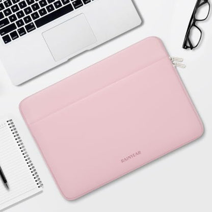 RAINYEAR Laptop Sleeve Case 13.3 Inch, Protective Portable Case with Front Pocket, Briefcase Handbag Laptop Bag Compatible with 13.3-14 Inch Laptop PC, 14 Inch MacBook Pro M5 M4 M3 M2 M1, Light Pink - color: Light Pink, size: 13.3-14 inch