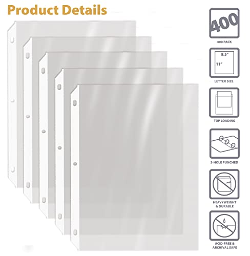GOLD SEAL 400 Count Clear Heavyweight Poly Sheet Protectors, 8.5" x 11", Extra Sturdy, Secure Topload, 400 Boxed Sheet Protectors