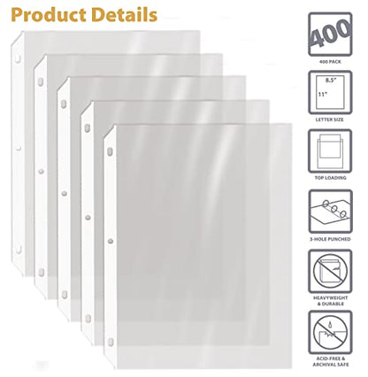 GOLD SEAL 400 Count Clear Heavyweight Poly Sheet Protectors, 8.5" x 11", Extra Sturdy, Secure Topload, 400 Boxed Sheet Protectors