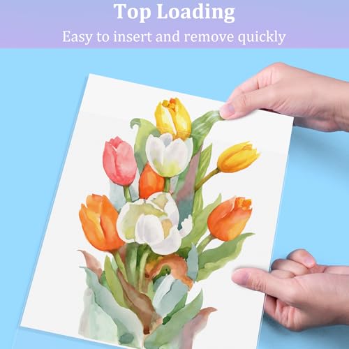 AKONEGE 50 Pack No Holes Sheet Protectors 8.5 x 11 Inch Letter Size Page Protectors for Documents, Prints, Top Loading Heavyweight Clear View Plastic Sleeves for Papers, Artworks, Photos