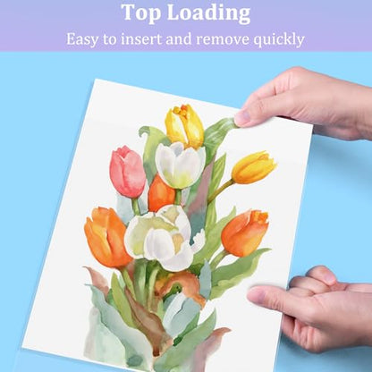 AKONEGE 50 Pack No Holes Sheet Protectors 8.5 x 11 Inch Letter Size Page Protectors for Documents, Prints, Top Loading Heavyweight Clear View Plastic Sleeves for Papers, Artworks, Photos