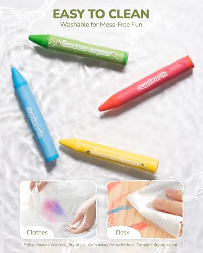 JUPITEARTH 24 Non-Toxic Beeswax Crayons, Jumbo Crayons for Toddlers 1–3, Silky & Washable, Easy to Hold & Safe for Kids, Mess-Free Coloring for Preschool Art Supplies, Ages 2–4 & 4–8