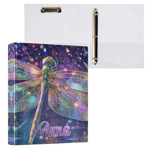 Custom Holographic 3 Ring Binder 1.5" Round Ring Binders Personalized Name View Binder with 200 Sheet for School Supplies Women Men Office, 1 Pack - color: Custom Holographic Pattern