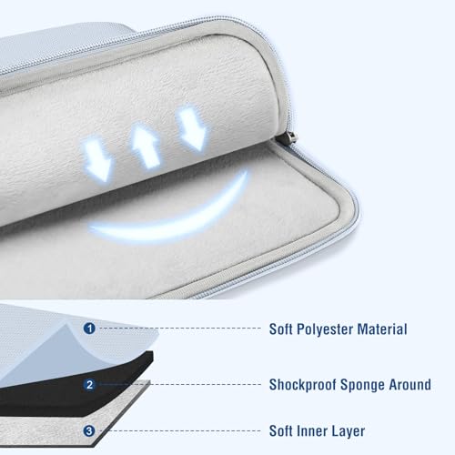 MOSISO Laptop Case 13.3 inch, 13-13.3 inch Laptop Sleeve Compatible with MacBook Air/Pro 13/Pro 14 M5 M4 M3 M2 M1, HP Dell ASUS Lenovo,Polyester Vertical Computer Sleeve Bag with Pocket, Baby Blue - color: Baby Blue, size: 13.3 inch