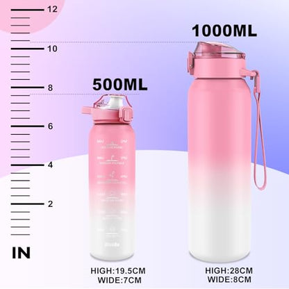 SLUXKE 17oz Insulated water bottles with 2 Lids (Straw and Chug Lid), 18/10 Stainless Steel Water Bottle BPA Free, Double Wall Vacuum Wide Mouth Insulated for Men, Women & Kids PINK WHITE - color: PINK WHITE, size: 17 Ounces