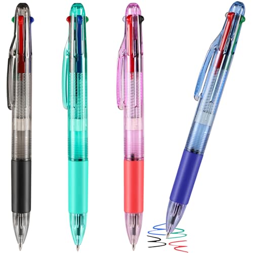 4 Peices Basic MultiColor Pen in One 4-Color Retractable Ballpoint Pens 0.7mm Smooth Shuttle Pens For Adults Students Nurses Teacher Party Favors Goody Bag Stuffers Carnival Prizes (4)
