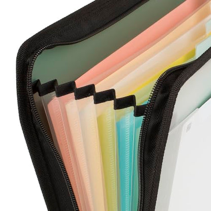 Five Star Expanding File Organizer + Study App, 7-Pocket Accordian File Organizer, Zipper Closure, Holds 11" x 8-1/2", Seaglass Green (350099C-ECM)