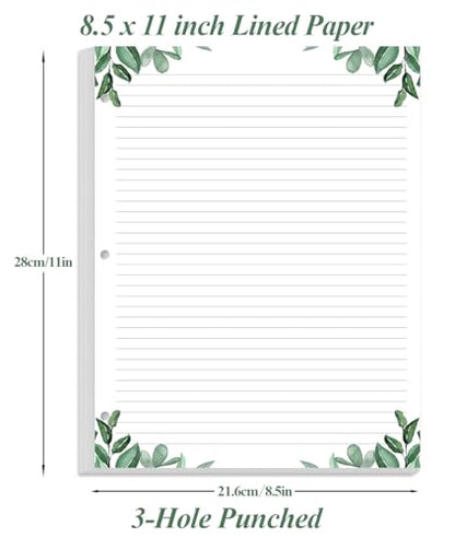 A4 Lined Refill Paper, 3-Hole Punched Ruled Filler Paper, 100Sheets / 200Pages Loose-Leaf Line Paper, 100gsm White Paper, 8.5'' x 11'', Leaf - size: 100 Sheets, style: 3-Hole