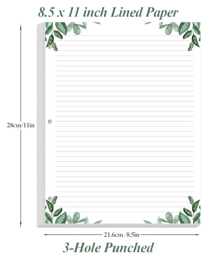 (3-Pack) Letter Size Lined Refill Paper, 3-Hole Punched Ruled Filler Paper, 300Sheets / 600Pages Loose-Leaf Line Paper, 100gsm White Paper, 8.5'' x 11'', Leaf - size: 300 Sheets, style: 3-Hole