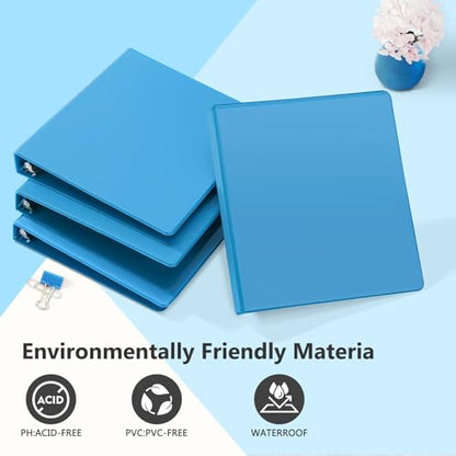 ViVin Sturdy 1 Inch D Ring Binders, 3 Ring Binders with 2 Pockets, Hold 225 Sheets of US Letter Size Paper for Office,Home,School, 6 Pack (Light Blue) - color: Light Blue, size: 1 Inch