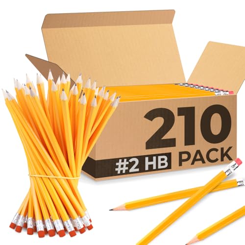 Rosmonde 210 Pack Pre Sharpened Pencils #2, Pencils With Top Erasers, Bulk School & Teacher Supplies, #2 HB, Pre Sharpened for Easy Use, Easy Hold Grip, Bulk Classroom & Office Supplies