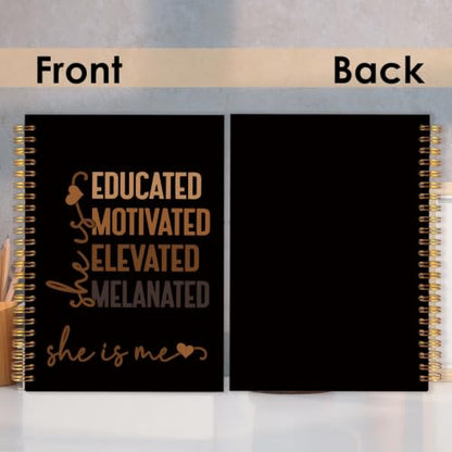 Black Girl Magic Gifts Spiral Notebook for Women 5.5x8.3 Inch | African American Inspirational Gifts for Black Women,She Is Me Motivational Brown and Black Notebook Journal - color: Brown and Black white