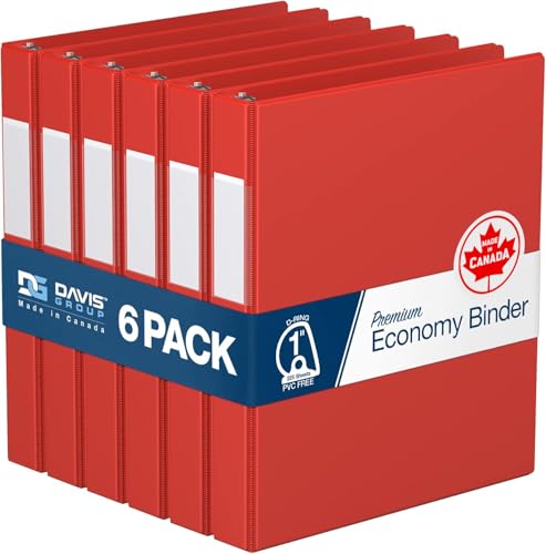 Premium Economy 6-Pack 3-Ring Binders for School or Office, D-Ring Binders, 1 Inch, Red - color: Red, size: 1 Inch