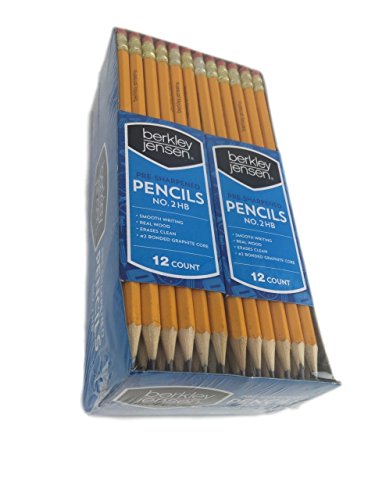 Berkley Jenson Pre-Sharpened Pencils No.2 HB Smooth Writing Real Wood Erases Clean #2 Bonded Graphite Core 96 Count