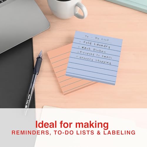 Staples Ultra Sticky Notes, 4" x 4", Lined, Stardust Colors, 600 Sheets – Large Strong‑Hold Notes for Planning & Projects - style: Stardust
