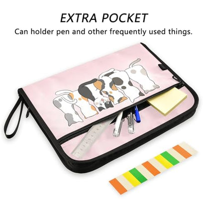 Cute Cats Pink Expanding Accordion File Folder with 13 Pockets and Zipper Closure - color: Cute Cats on Pink Background