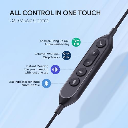 Yealink UH42 USB-C/A Headset with Noise Cancelling Mic, Wired Headphones for PC Computer Laptop, Compatible with Zoom Teams, Comfort Ear Cushions, Stereo Sound, in line Controls - color: Stereo, style: All Platforms USB-C & USB-A