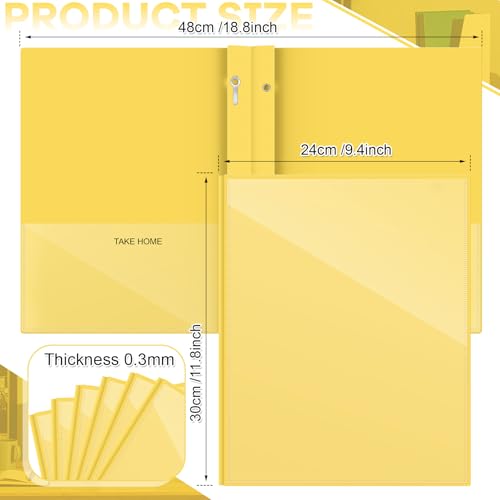 Henoyso 24 Pcs Plastic Folders with Clear Front Pocket and 3 Prong Take Home Plastic 2 Pocket Folder Back to School for Students Parent Teacher Communication for School Office (Yellow) - color: Yellow