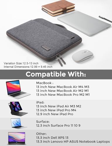 DOMISO 13.3 inch Laptop Case Sleeve Protective Cover Compatible with 14 inch MacBook Pro M4 M3 M2/MacBook Pro Max,13-13.3 inch Dell,Lenovo, HP,Waterproof Computer Cases Bag with Handle,Dark Grey - color: Dark Grey, size: 14" for MacBook Pro