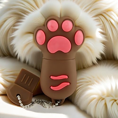 128GB USB 3.0 Flash Drive Cartoon Novelty Lovely Cat Paw Memory Stick Silicone Rubber Ainmal Pendrive Brown, 128GB-catpaw-brown3.0 - color: Catpaw-brown, size: 128GB 3.0