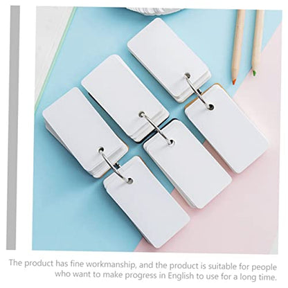 Artibetter 8Pcs Blank Flashcards Binder Rings Simple Style Memo Cards for Students Portable Note Cards for English Vocabulary Learning