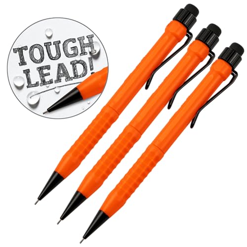 Rite in the Rain Weatherproof Mechanical Twist Pencil, Orange Barrel, 0.9mm Black Lead, 3 Pack (No. OR9-3) - color: Orange