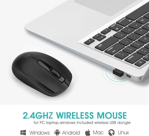 Rii Wireless Mouse,2.4G Portable Computer Mice for PC, Laptop, Windows,Office Included Wireless USB dongle (2-Pack(Black)) - color: 2-Pack(Black)