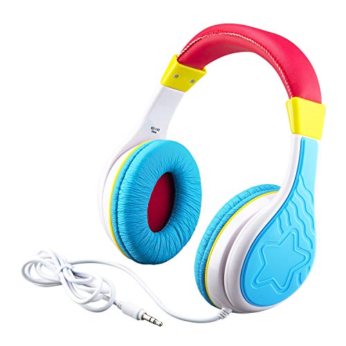 eKids New Kid Friendly Headphones Made Just for Kids with Built in Volume Limiting Feature for Safe Kid Friendly Sound (Multi-Color)