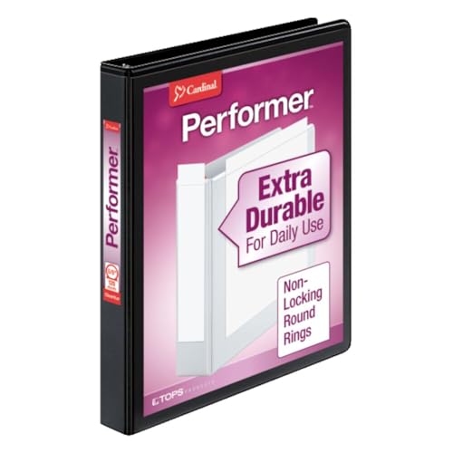 Cardinal 3 Ring Binder, 5/8 Inch Performer ClearVue Binder, Round Rings, 125-Sheet Capacity, Customizable ClearVue Covers, PVC-Free, Black (67125) - color: Black, size: 5/8-Inch